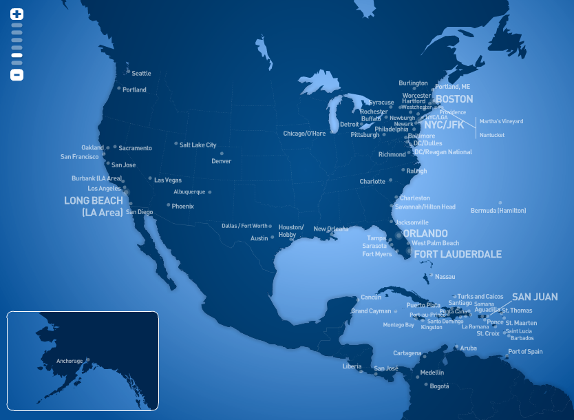 JetBlue route map
